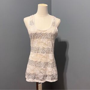 Flower Sequin Lace Tank Top